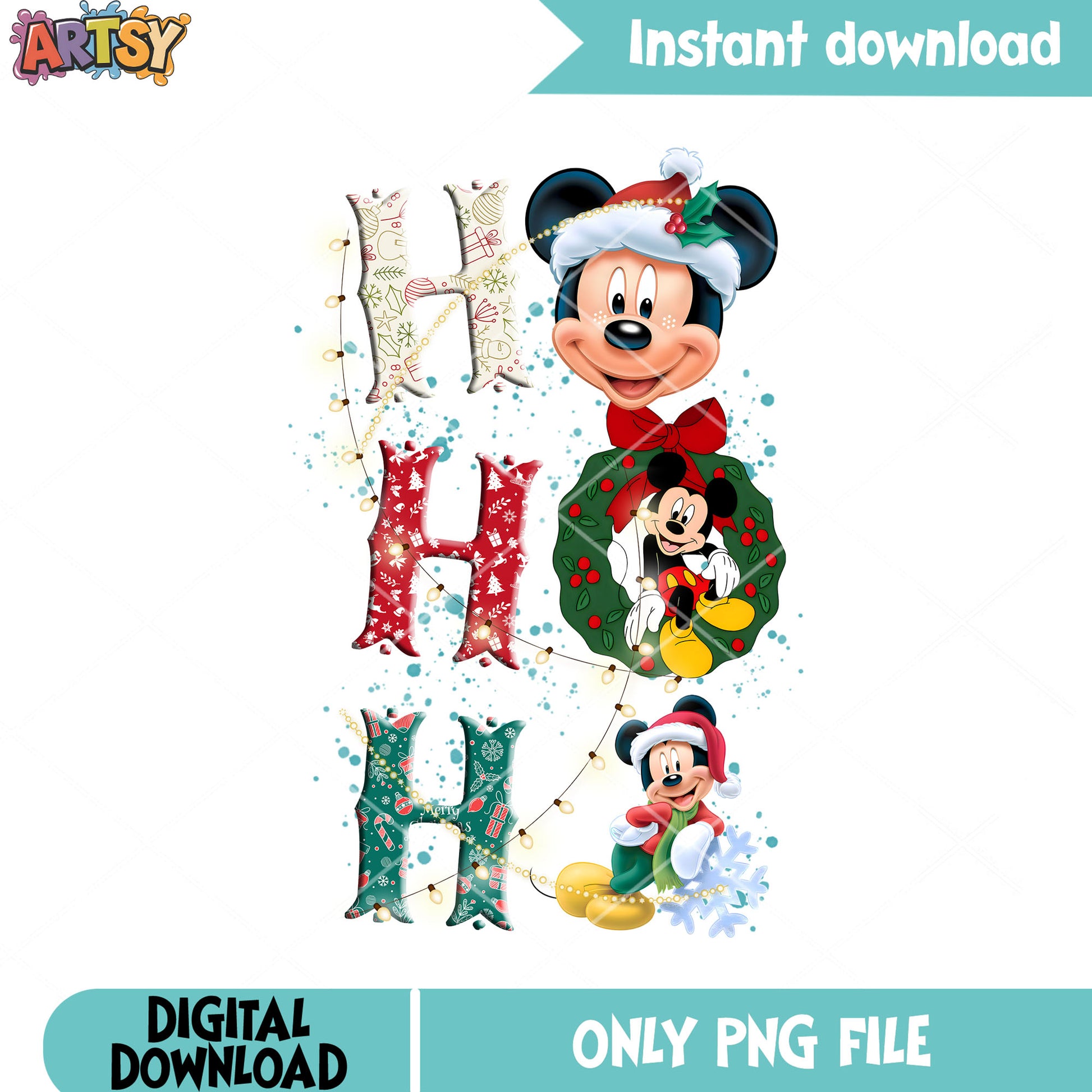 Disney christmas png, wreath christmas png, christmas stringlight png