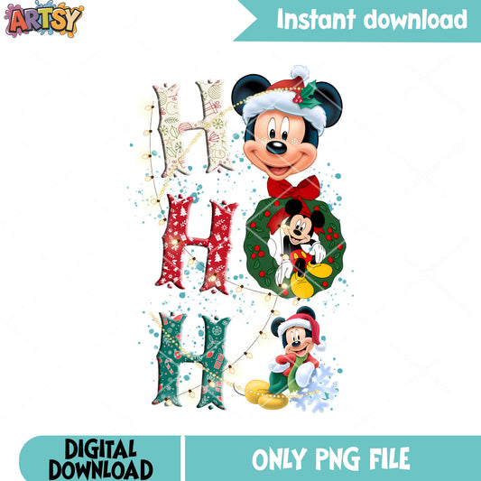 Disney christmas png, wreath christmas png, christmas stringlight png