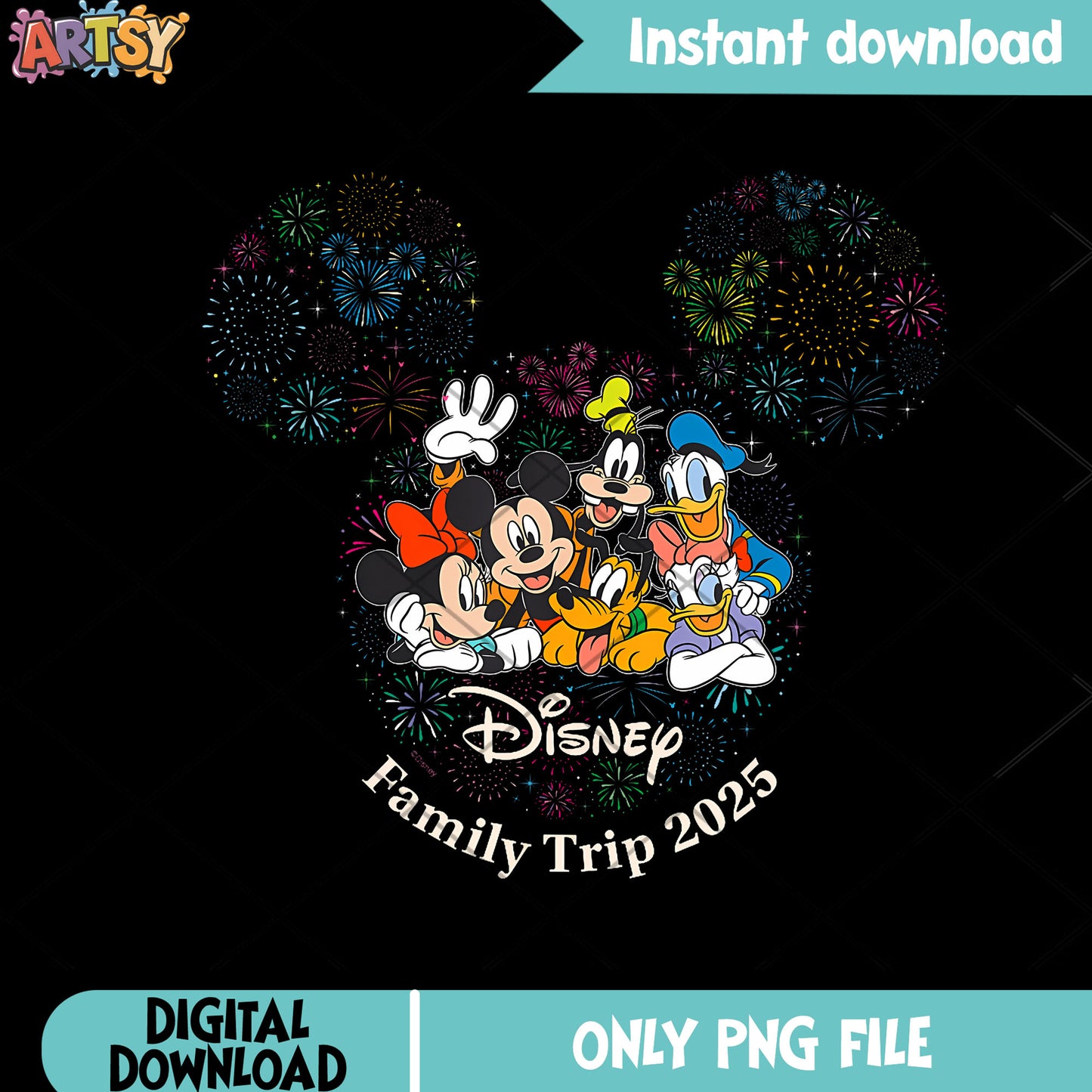 Disney family trip mickey png, minnie mouse png, donald duck png