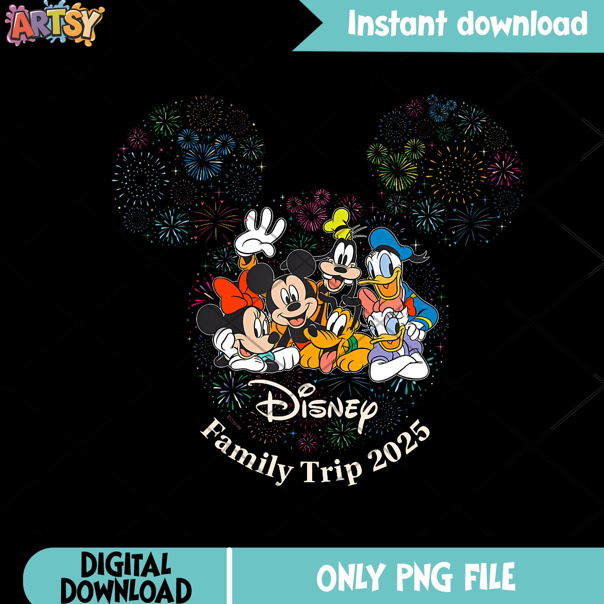 Disney family trip mickey png, minnie mouse png, donald duck png