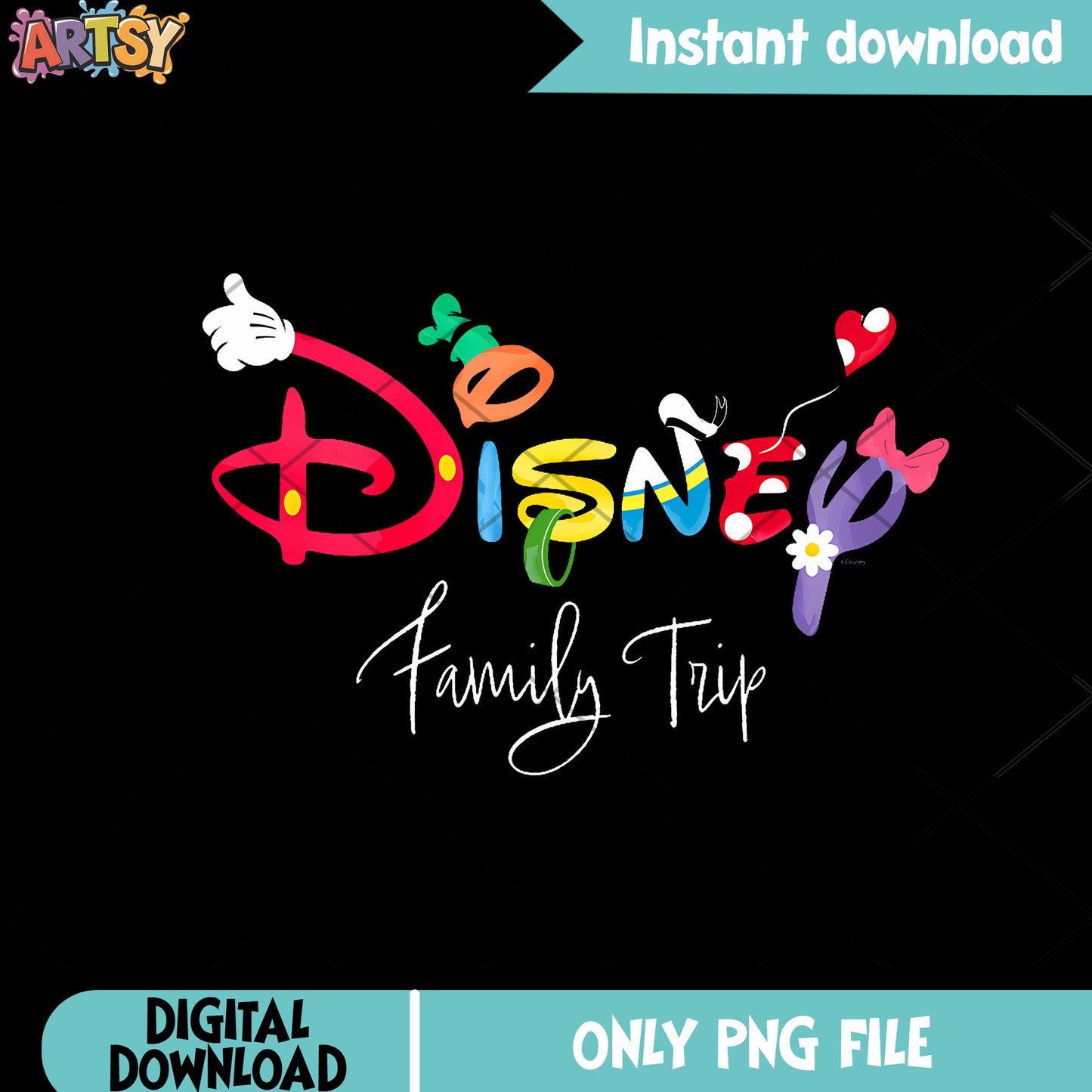 Disney family trip png, cartoon for kids png, disney pixar movies png