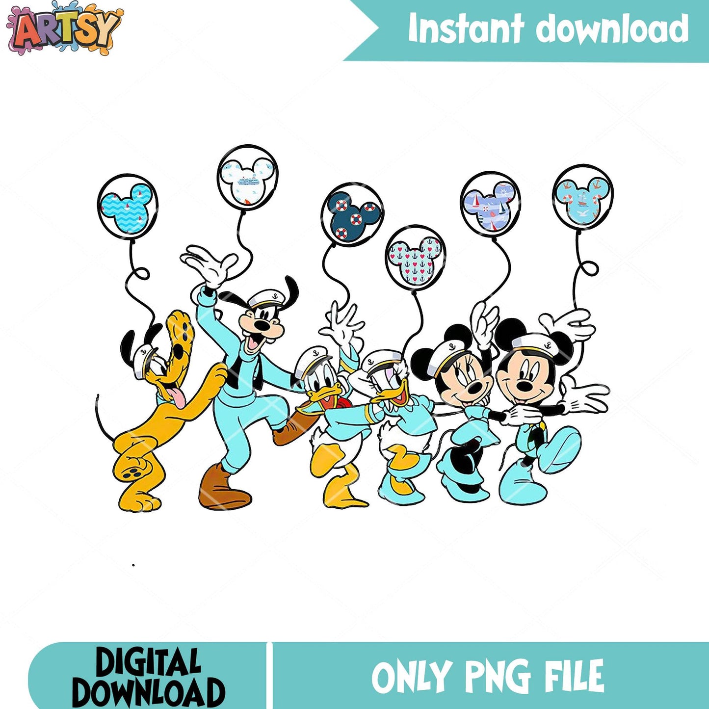 Disney friends sailor png, disney cruise png, mickey and friends png