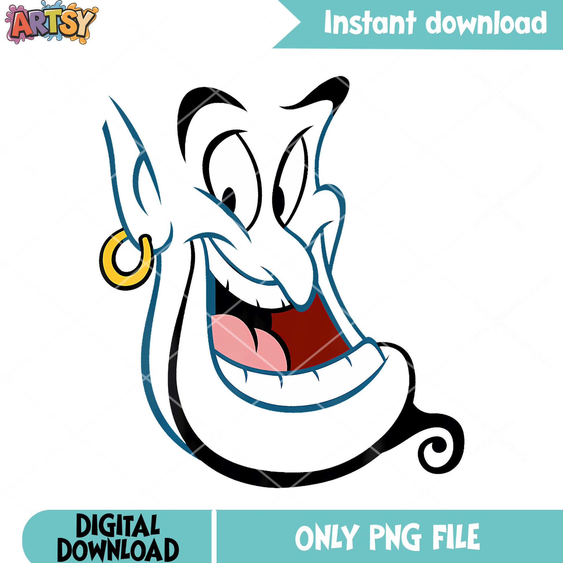Disney genie big face png, genie aladdin​ png, disney cartoons​ png