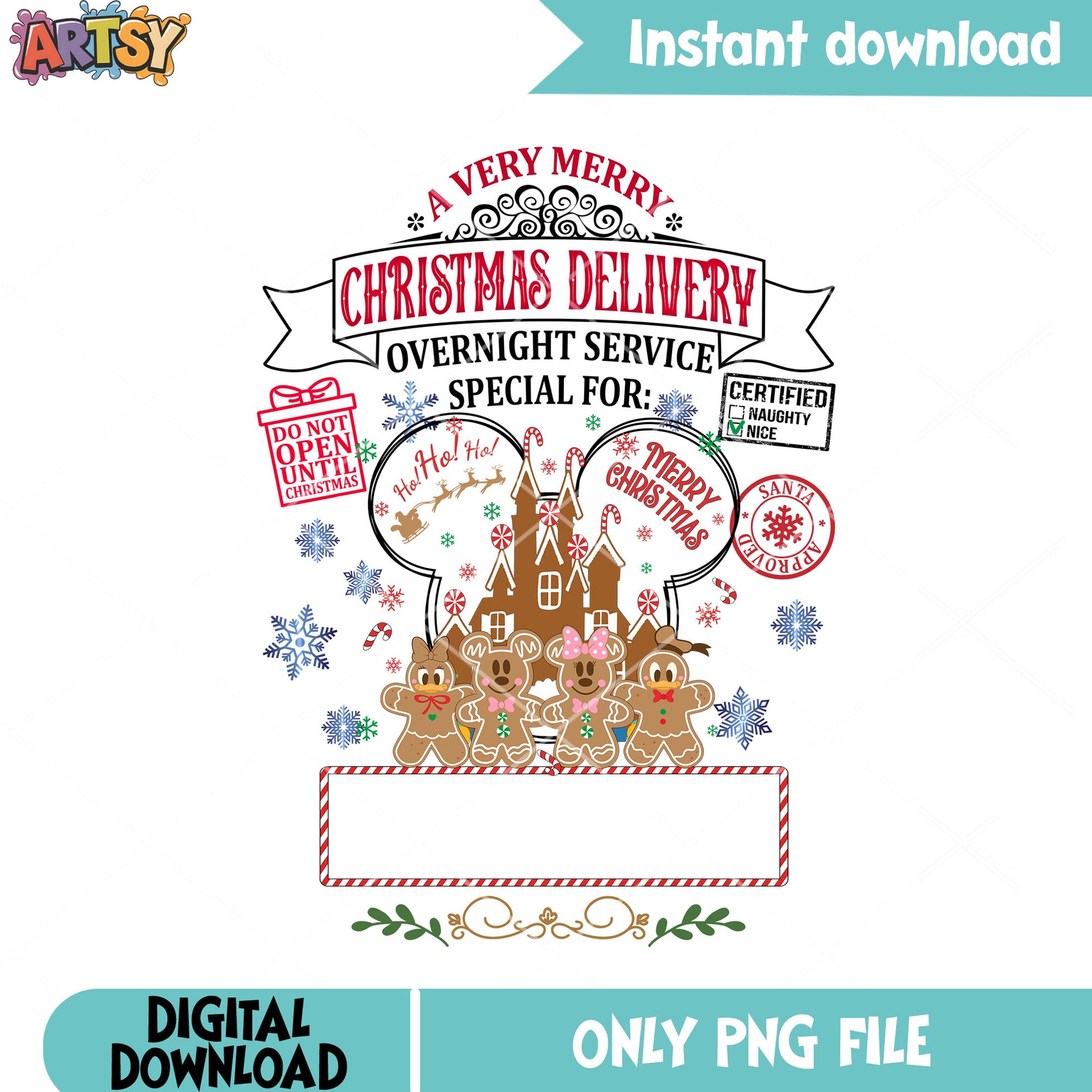 Disney gingerbread christmas png, christmas vibes png, disney png