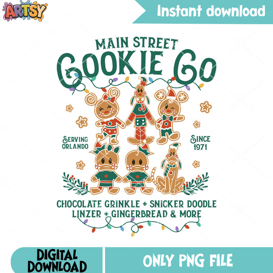 Disney gingerbread png, christmas snack png, mickey and friends png