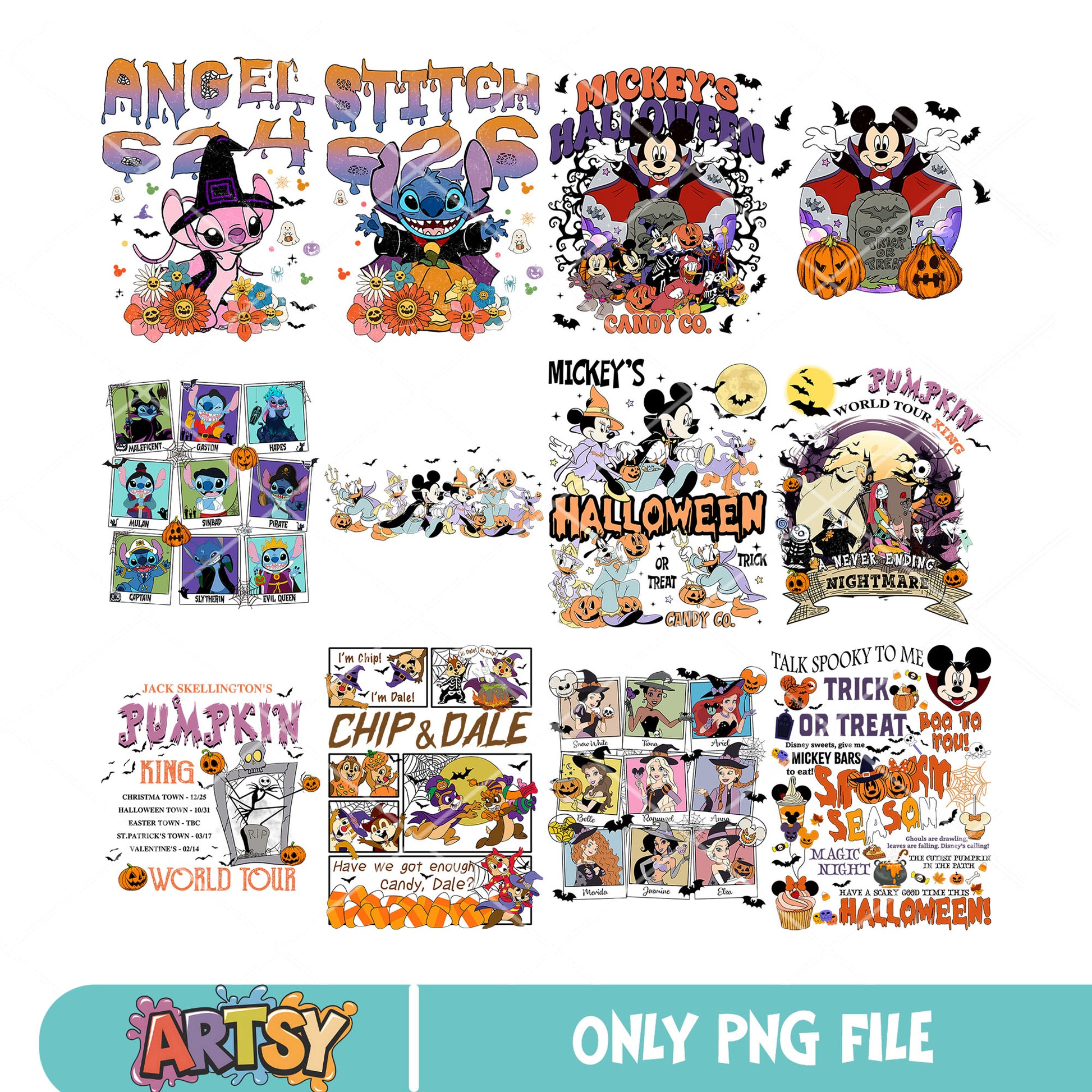 Disney halloween candy co png bundle, disney halloween png, halloween co png