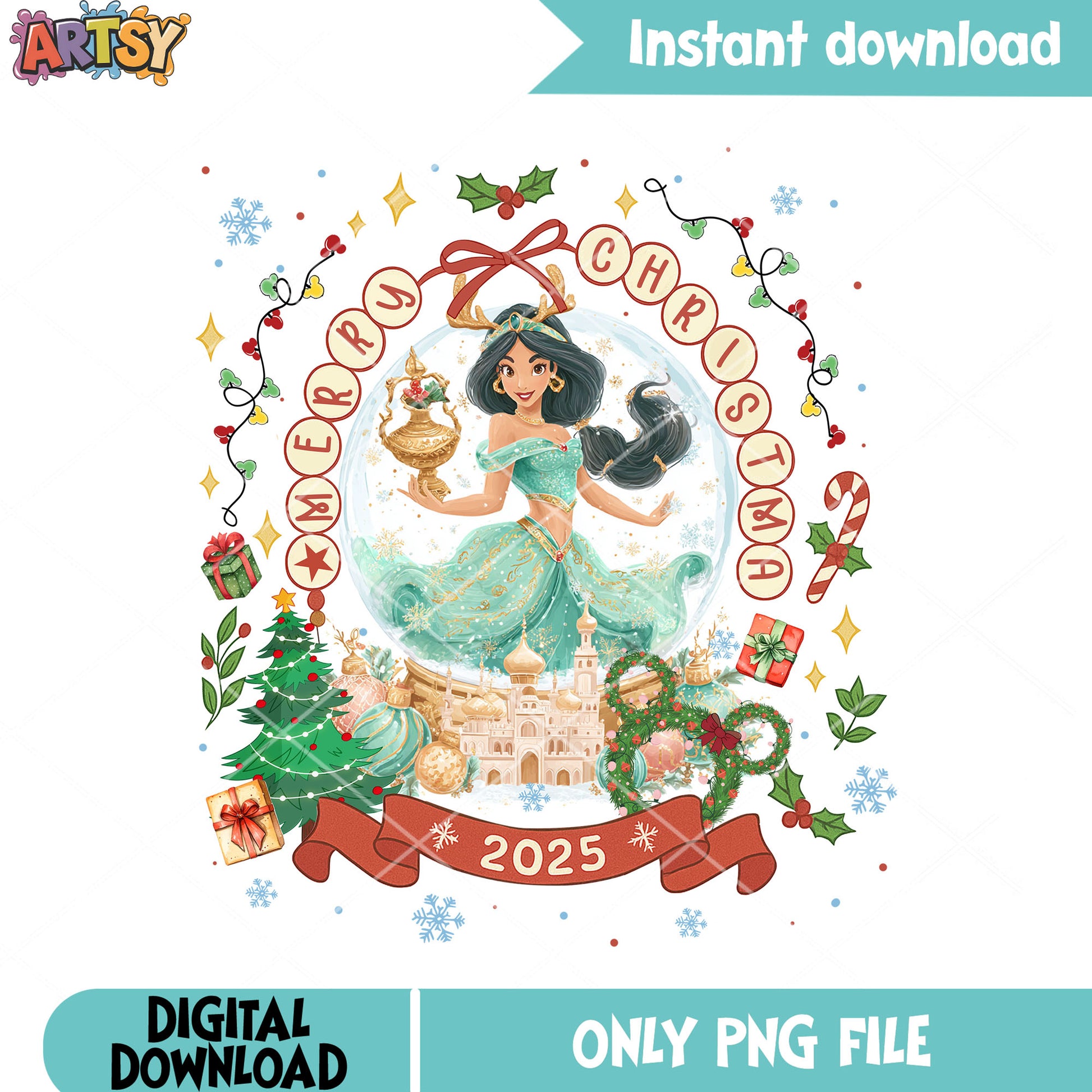 Disney jasmine teal dress png, globe palace png, magic lamp png