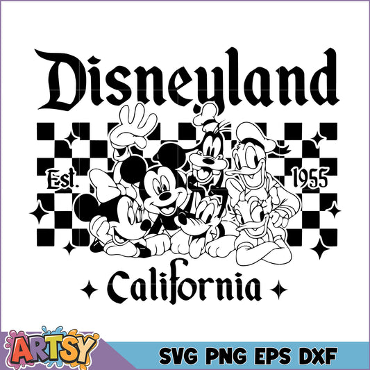 Disneyland California Est 1955 SVG Retro Character Design