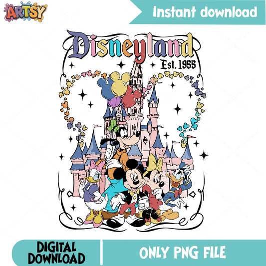 Disneyland Est 1955 Mickey And Friends PNG, Disney Castle PNG, Disney Trip PNG