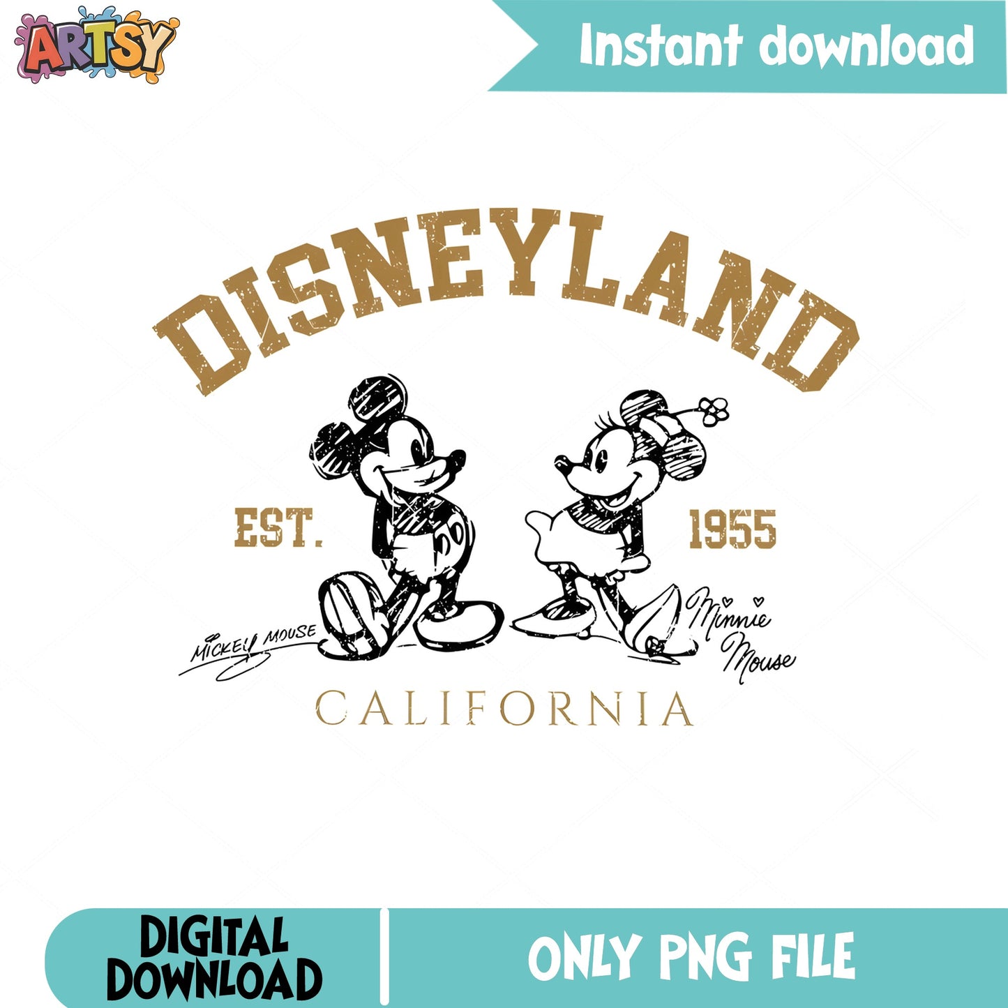 Disneyland Mickey Minnie Est 1955 PNG, Disney PNG, Mickey Mouse PNG