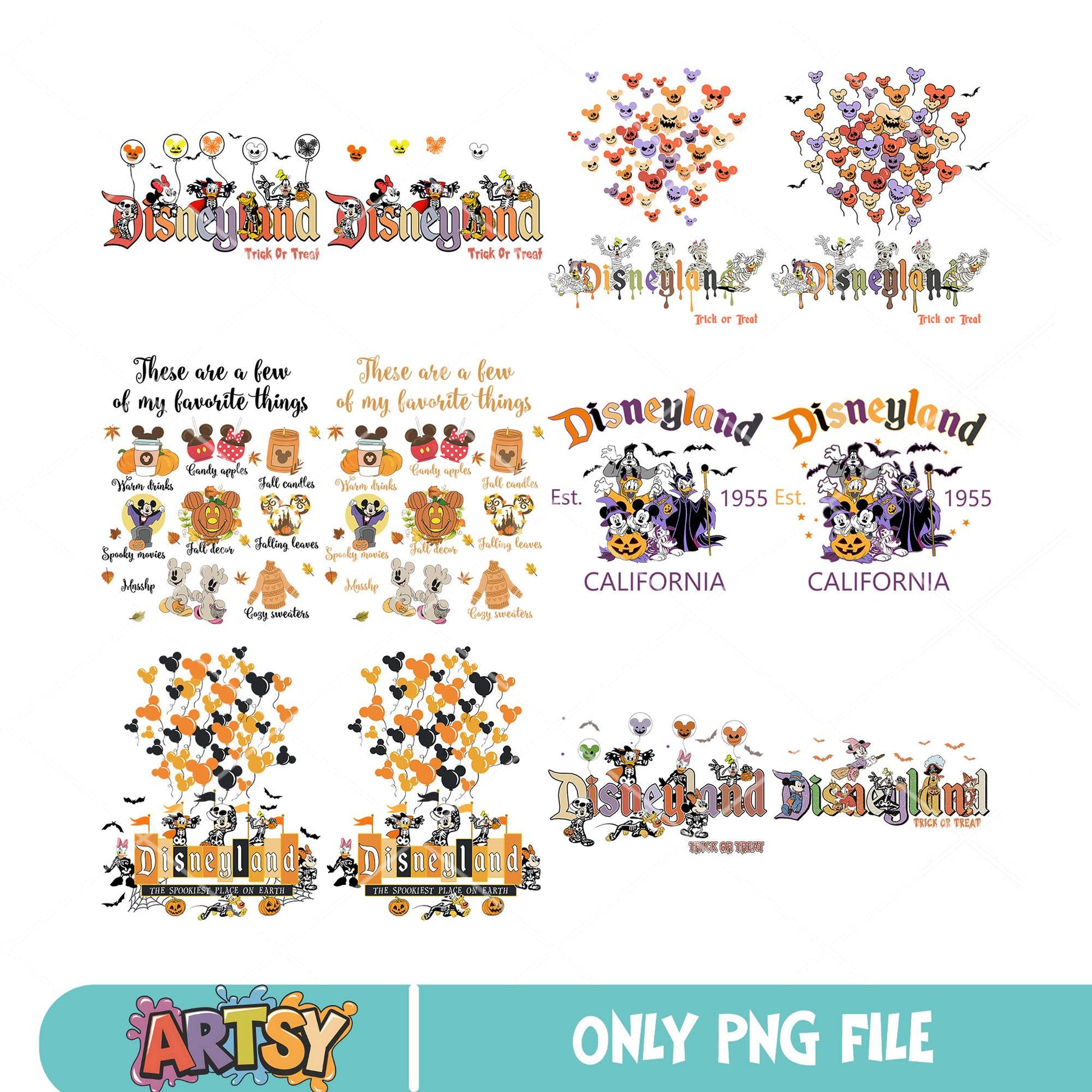 Disneyland est halloween png bundle, mickey halloween png, trick or treat png
