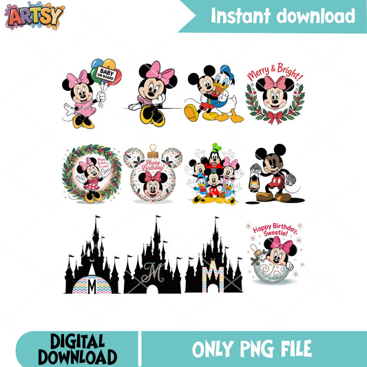 Disney mickey minnie png bundle, mickey minnie png, disney castle png