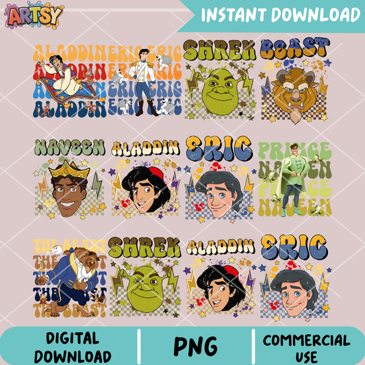 Disney prince png bundle, disney prince png, all disney princes​ png