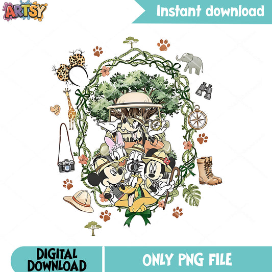 Disney safari png, mickey adventure png, jungle theme png