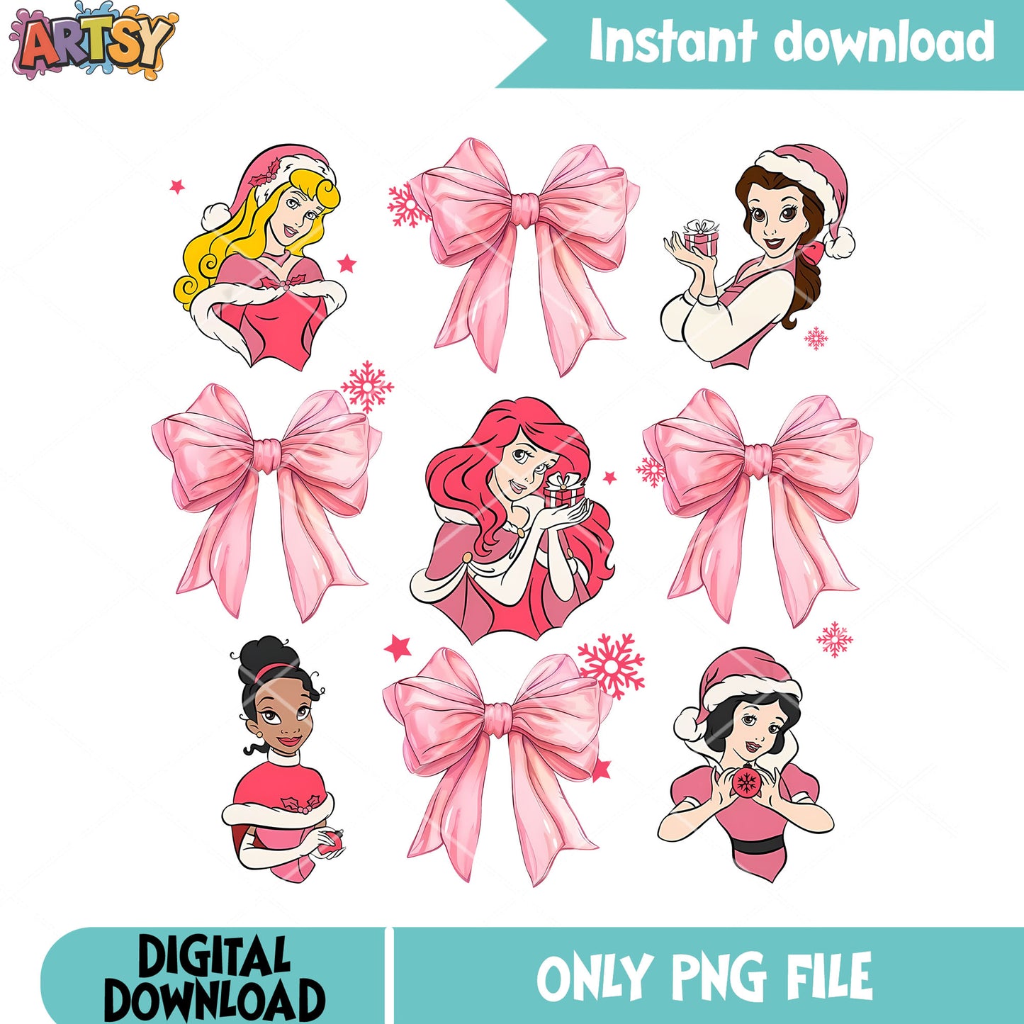 Disney santa christmas png, disney christmas decorations png, bow png