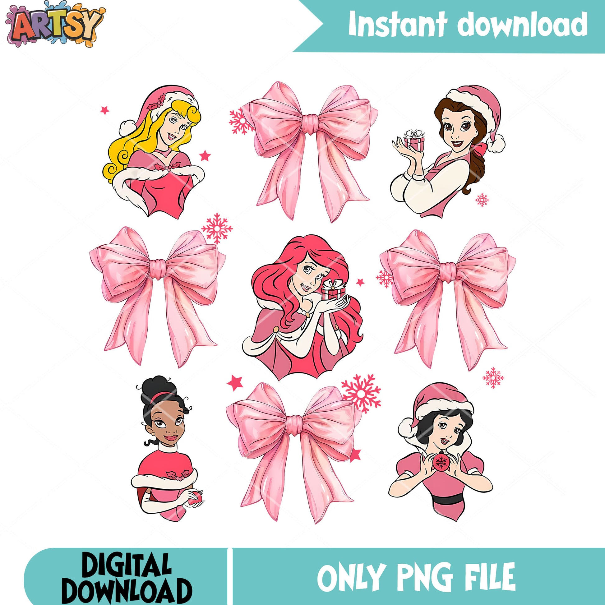 Disney santa christmas png, disney christmas decorations png, bow png