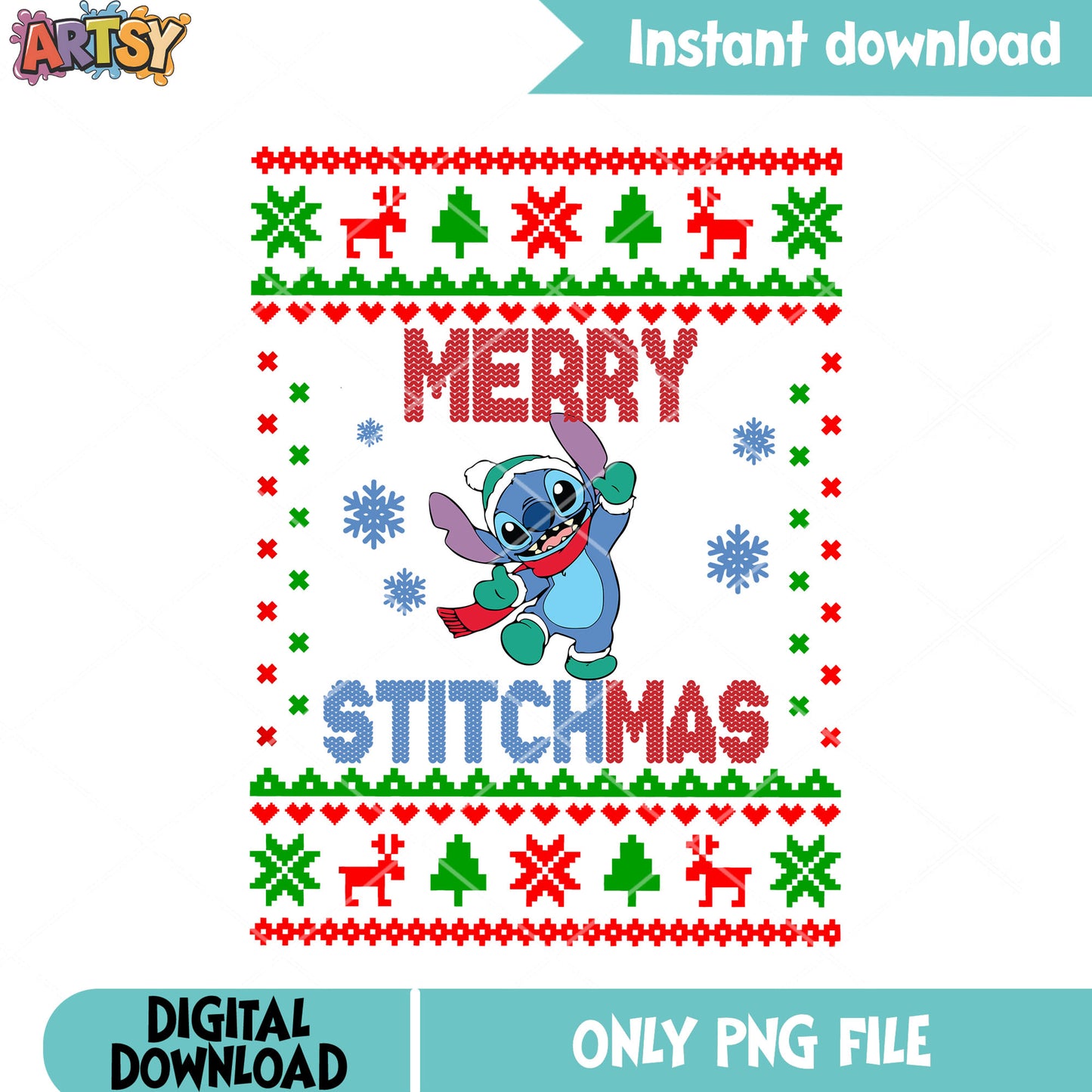 Disney stitch christmas png, lilo and stitch png, merry christmas png