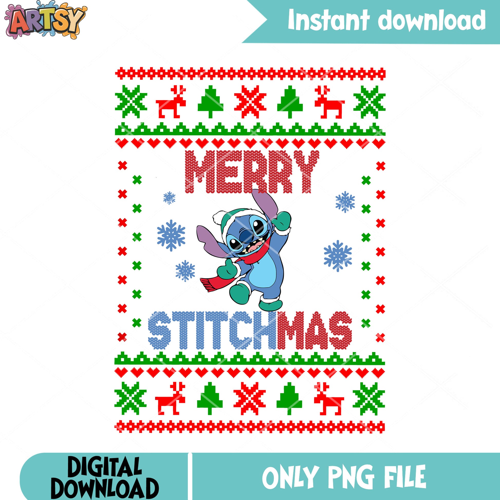 Disney stitch christmas png, lilo and stitch png, merry christmas png