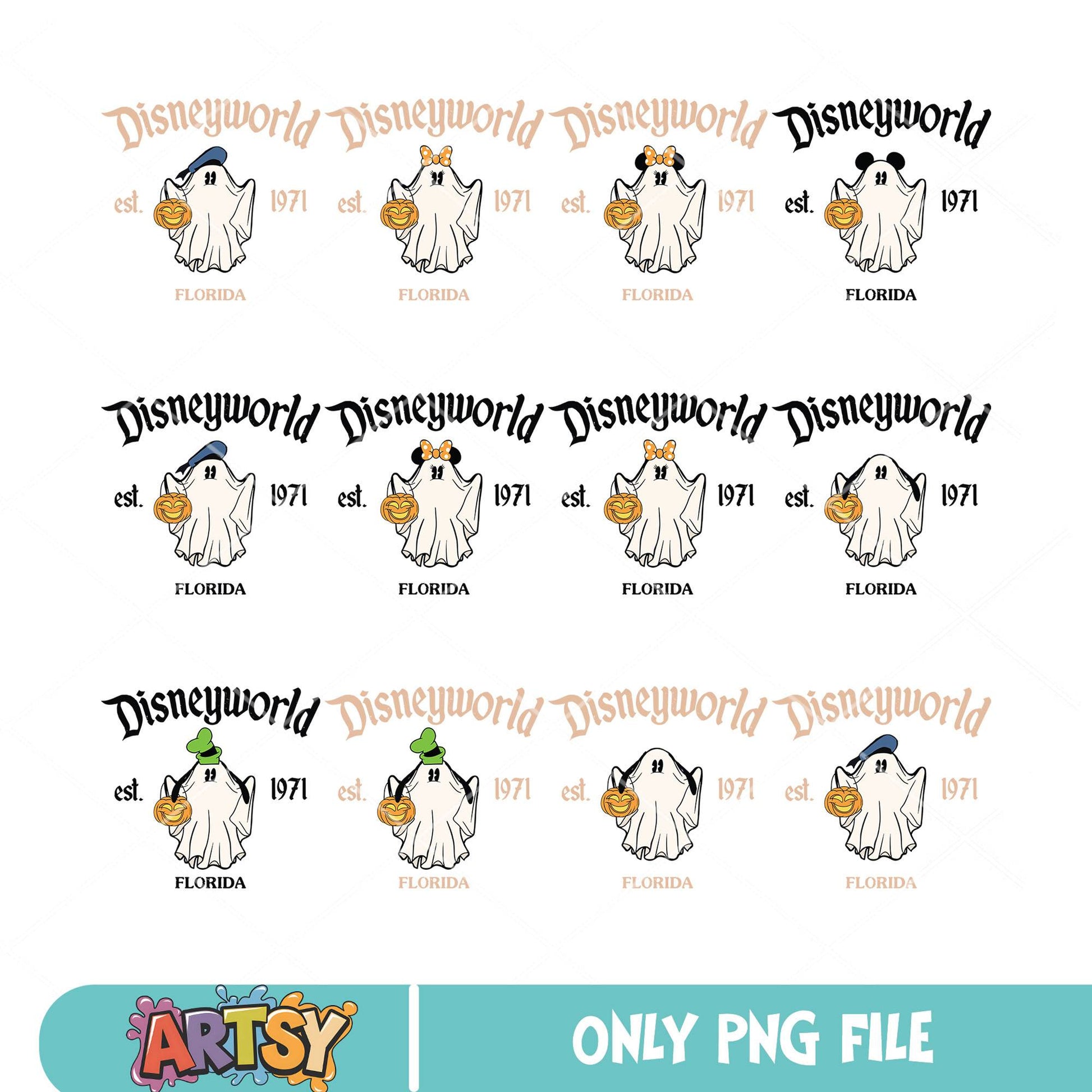Disneyworld ghost png bundle, mickey ghost png, disney halloween png