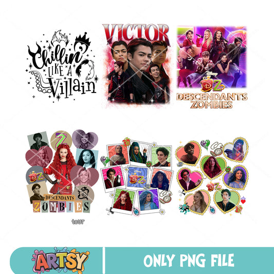 Disney zombies 2025 tour png bundle, Descendants zombies png, Descendants Tour PNG