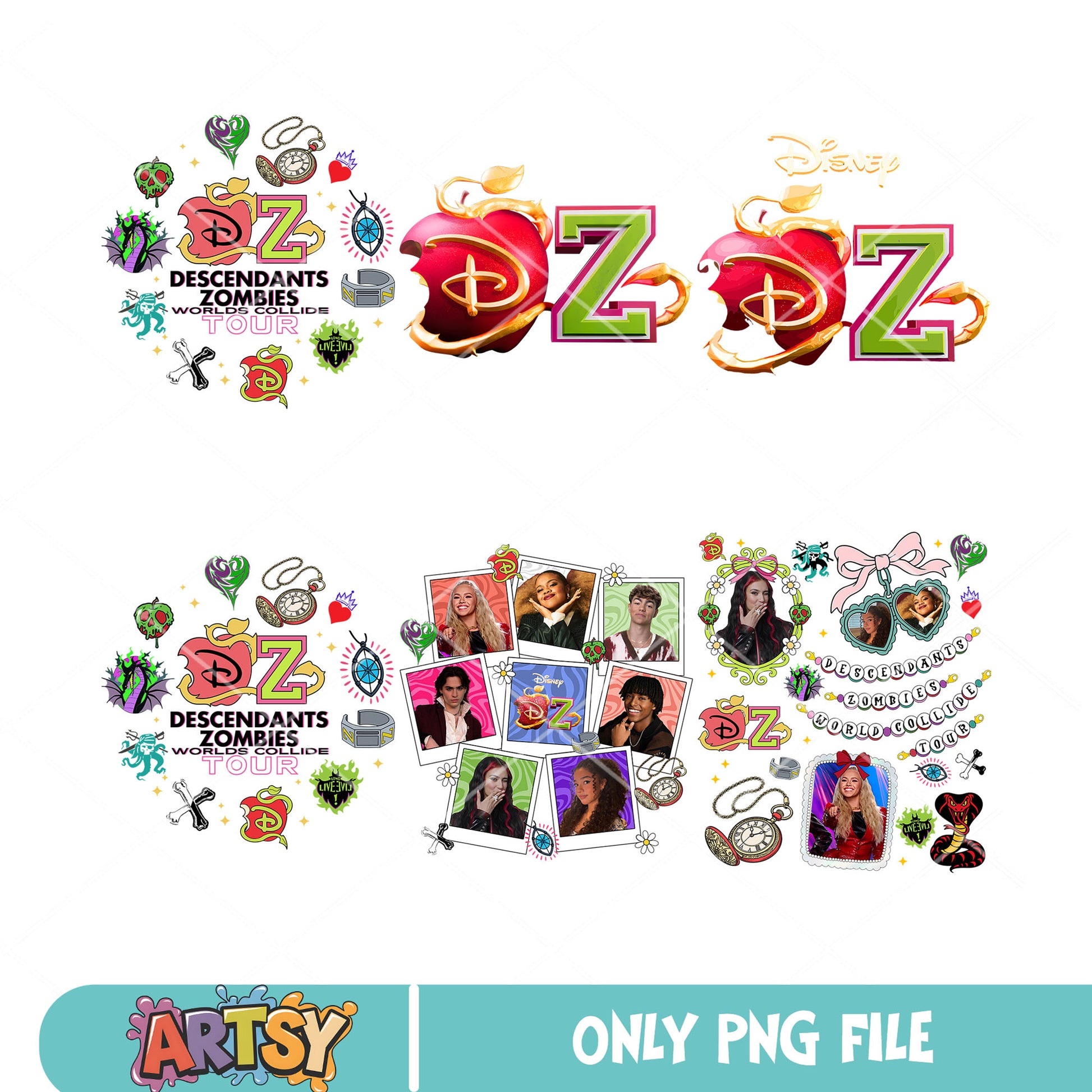 Disney zombies png bundle, Descendants zombies png, disney tour 2025 png