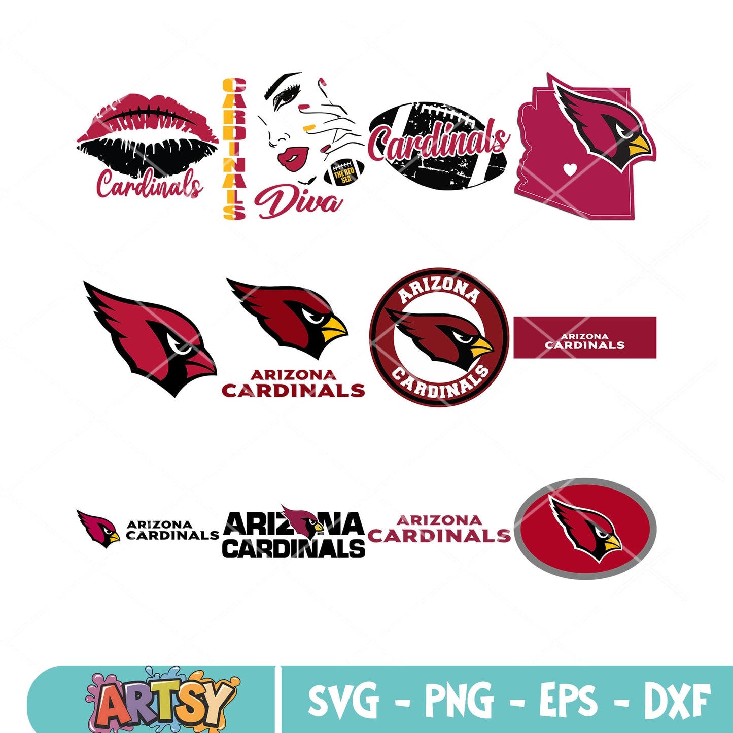 Diva cardinals bundle svg, arizona bundle svg, arizona cardinals bundle svg