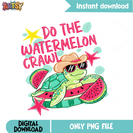 Do The Watermelon Crawl PNG, Turtle Summer PNG, Cowboy PNG