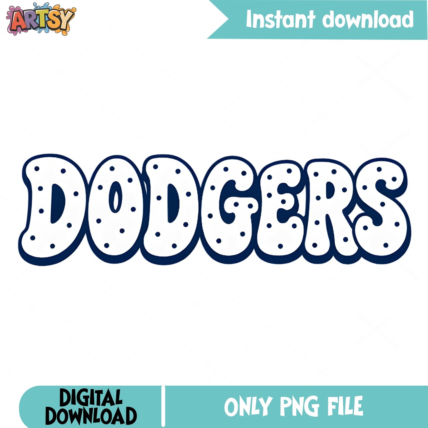 Dodgers Retro Polka Dot PNG, Baseball Team PNG, LA Dodgers PNG