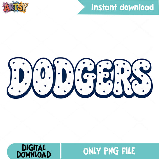 Dodgers Retro Polka Dot PNG, Baseball Team PNG, LA Dodgers PNG