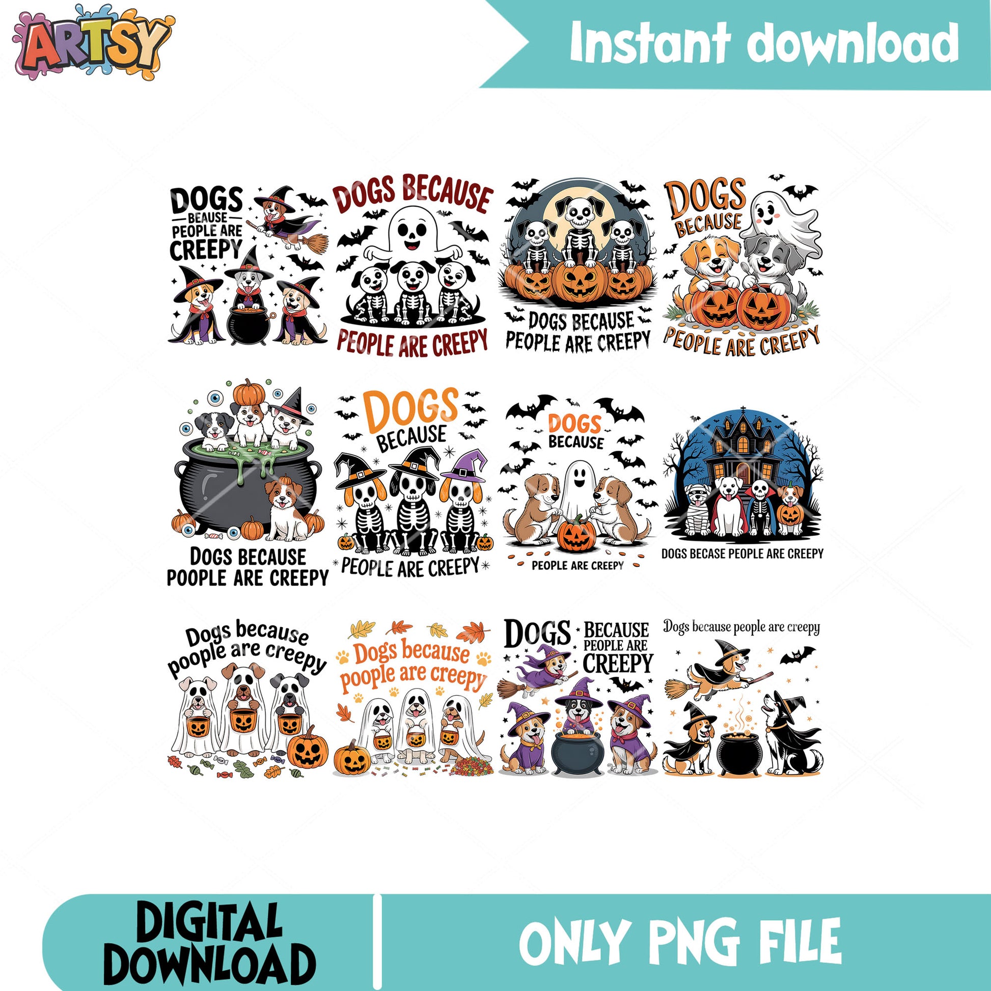 Dog halloween quote png bundle, creepy dog​ png, halloween dog png