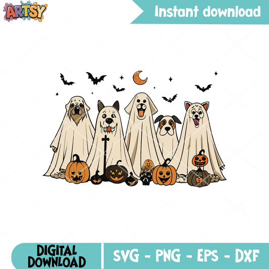 Dogs ghost halloween svg, dog halloween svg, ghost dog​ svg