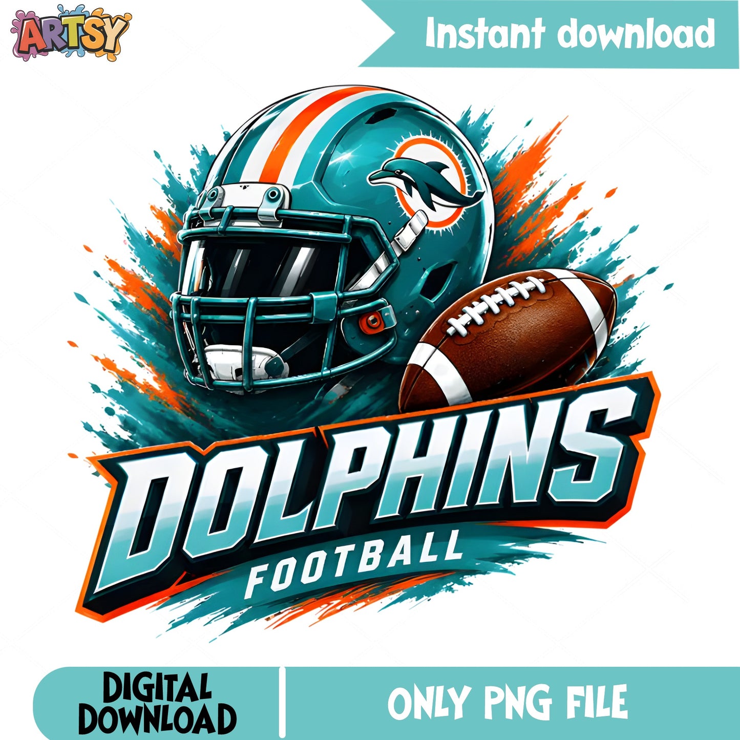 Dolphins Football PNG, Miami Dolphins Helmet, NFL Football PNG
