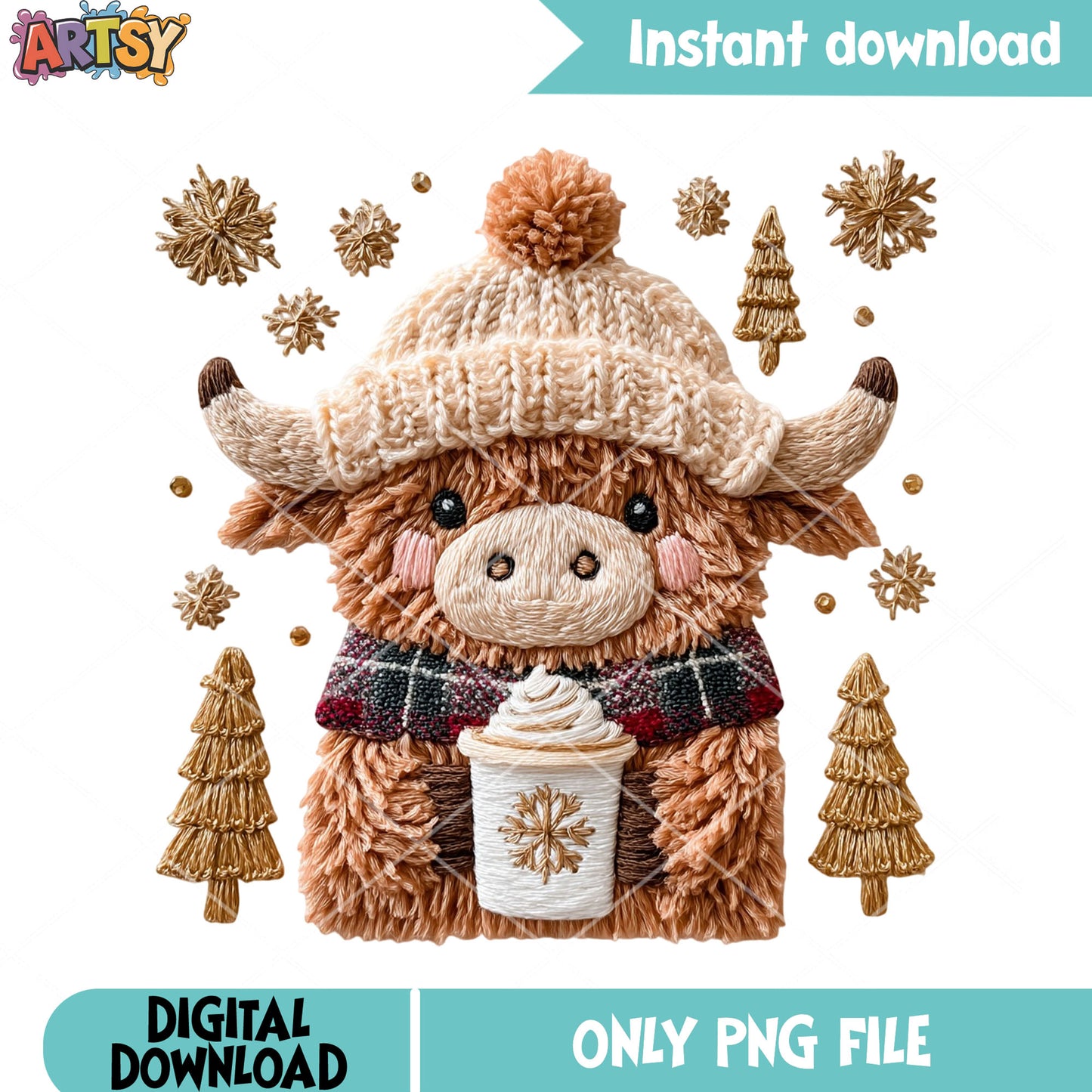 Domestic yak xmas png, christmas tree png, buffalo bills​​ png