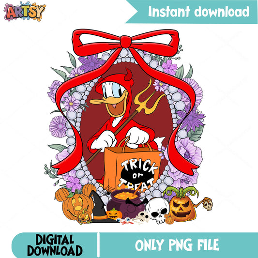 Donald Duck Halloween PNG, Trick Or Treat Disney PNG, Spooky PNG