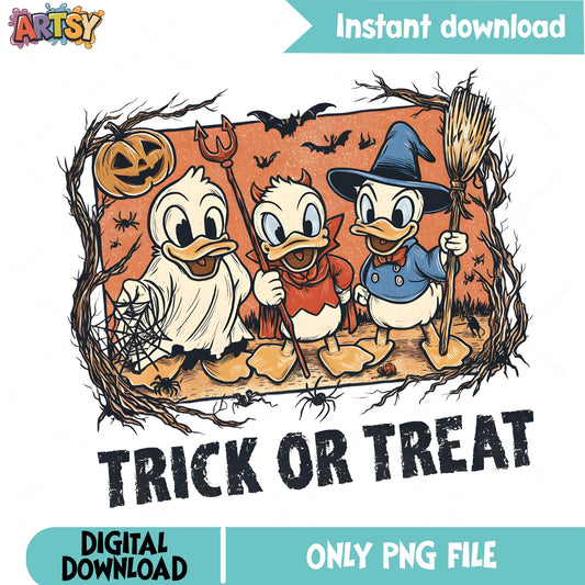 Donald Duck Halloween Trick Or Treat PNG, Disney PNG, Halloween PNG