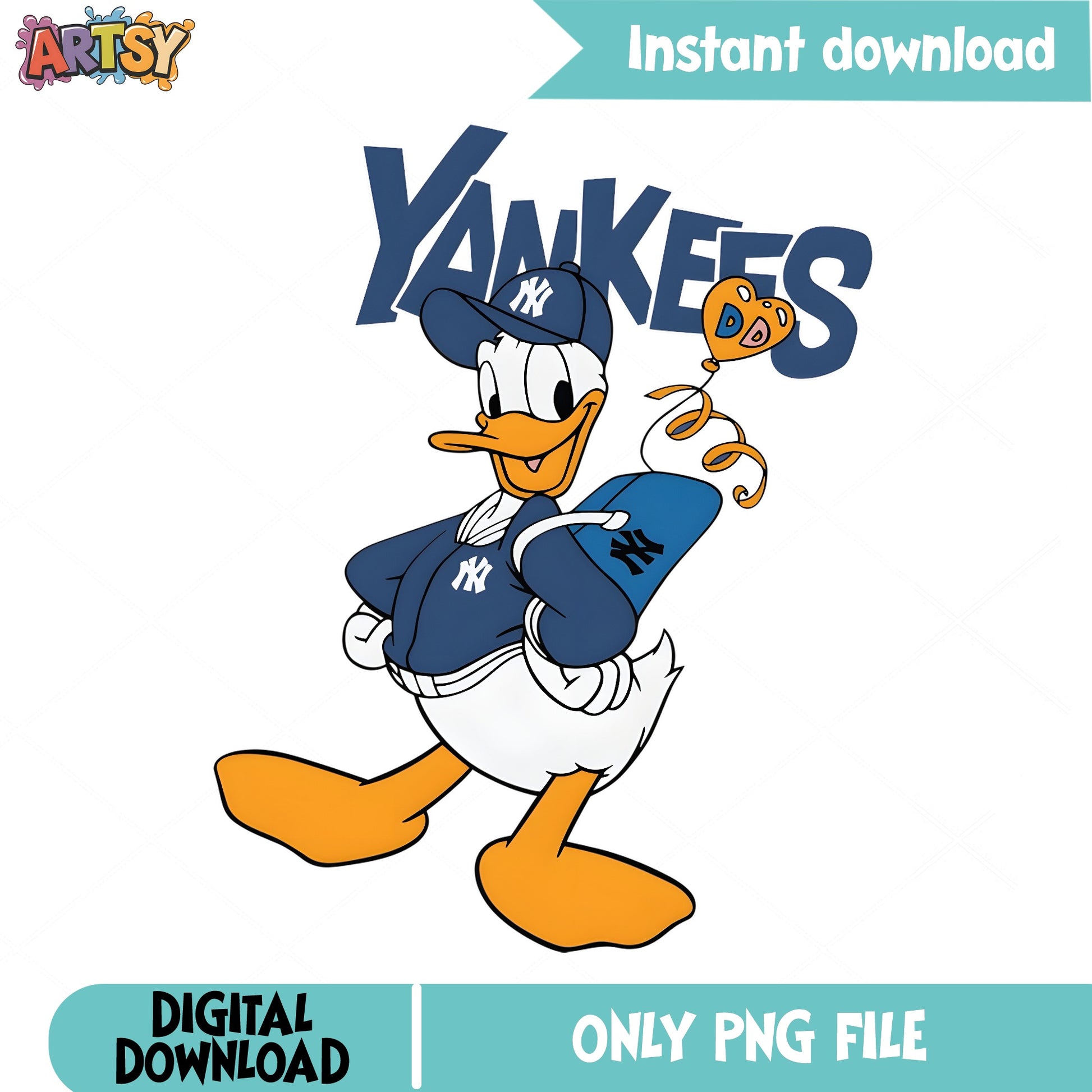Donald Duck Yankees PNG, Disney Baseball Fan PNG, MLB PNG