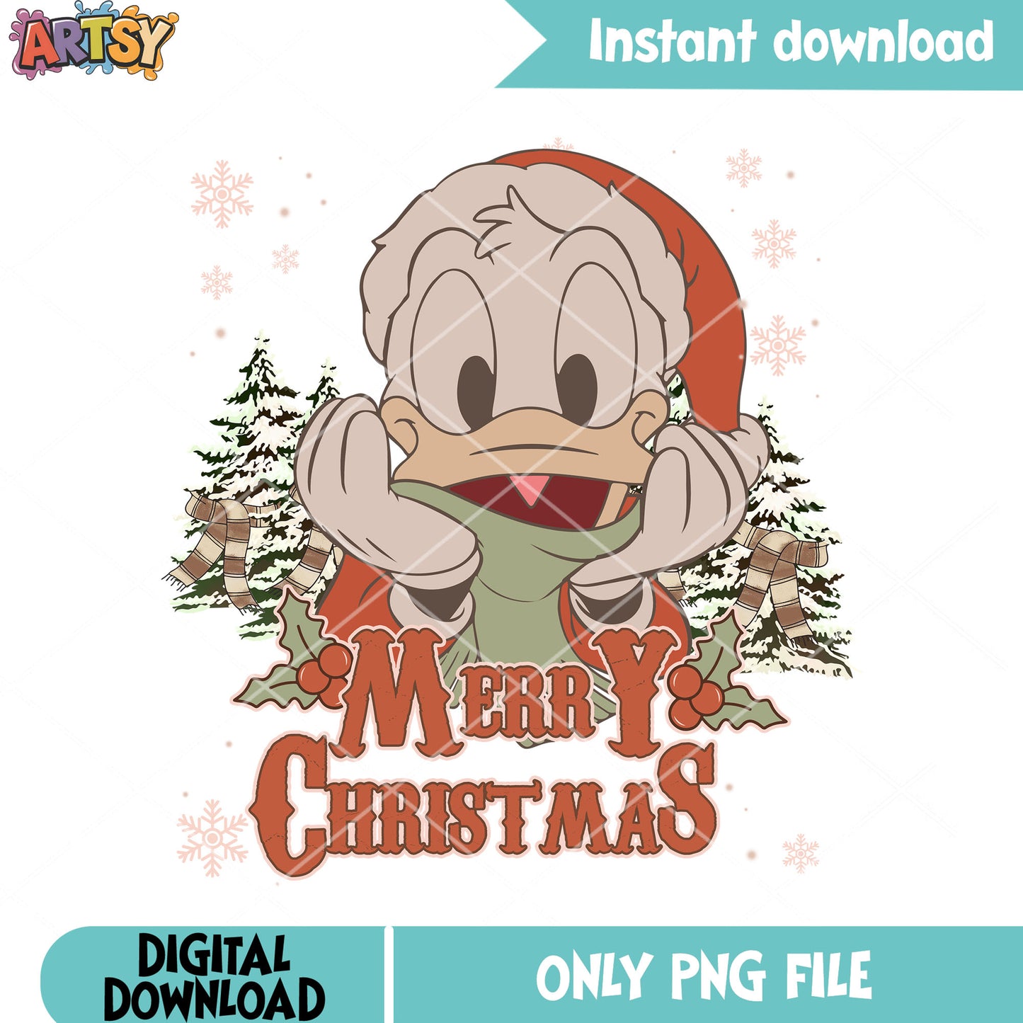 Donald friend christmas png, disney christmas png, Donald duck png
