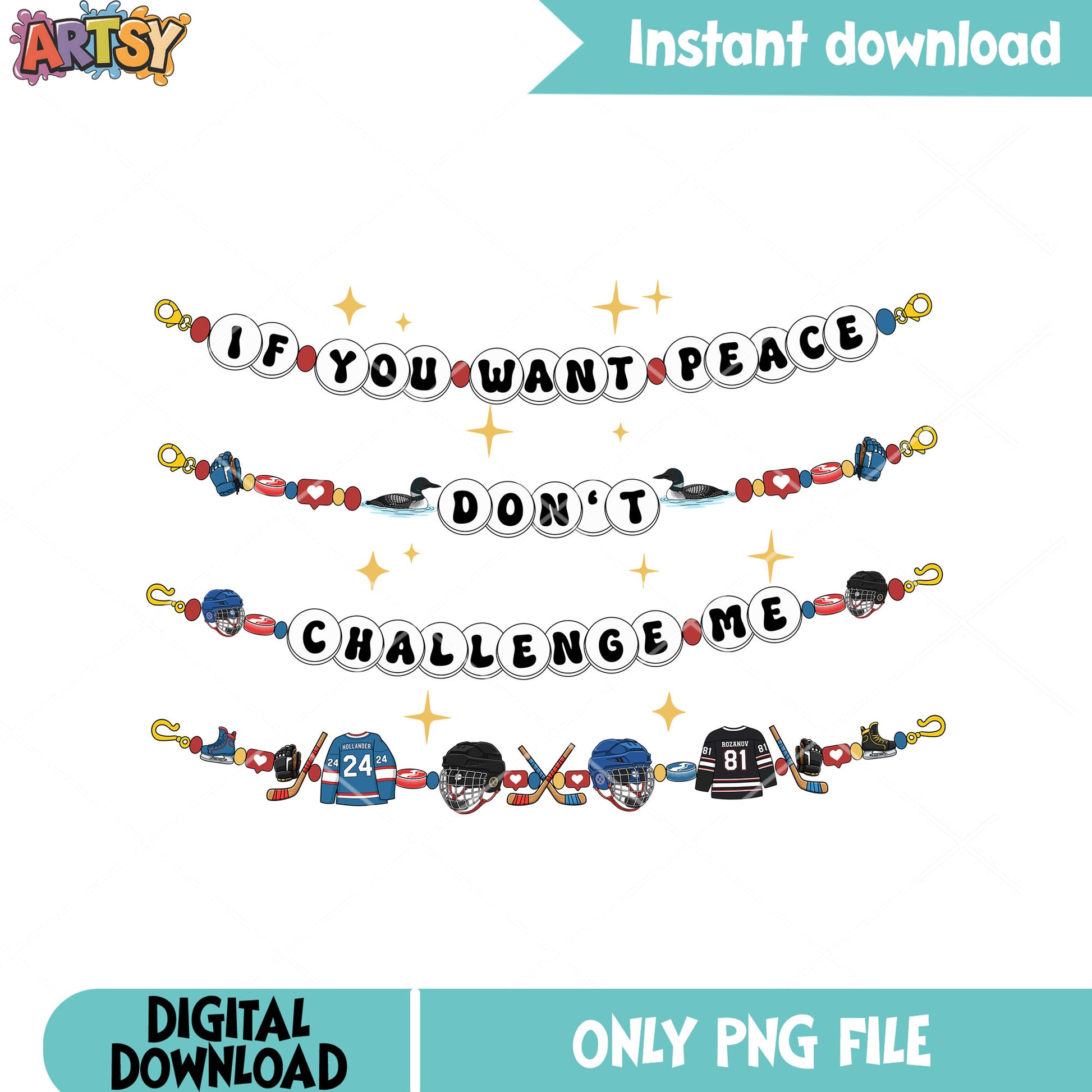 Dont challenge me Bracelet png, heated rivalry png, Hockey vibes png