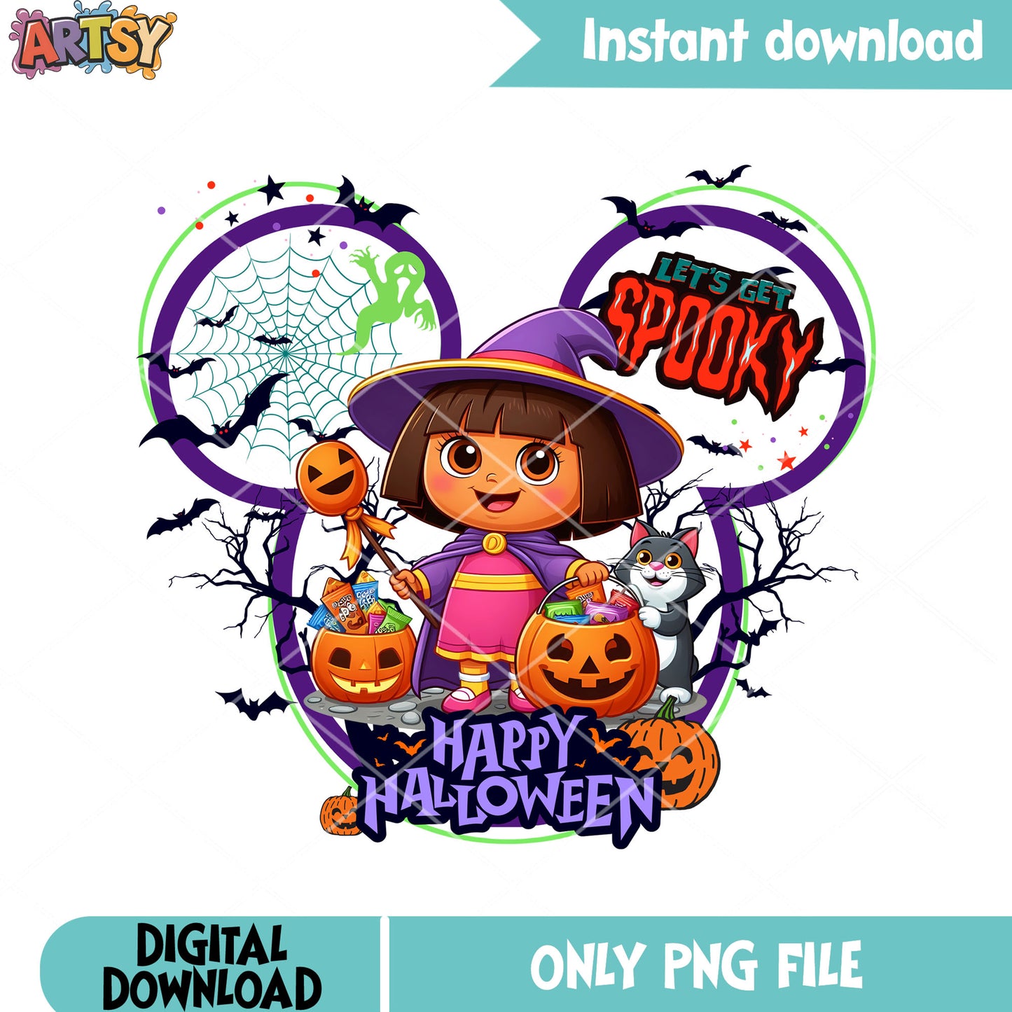 Dora exploer png, wicker pumpkin png, witches costume png