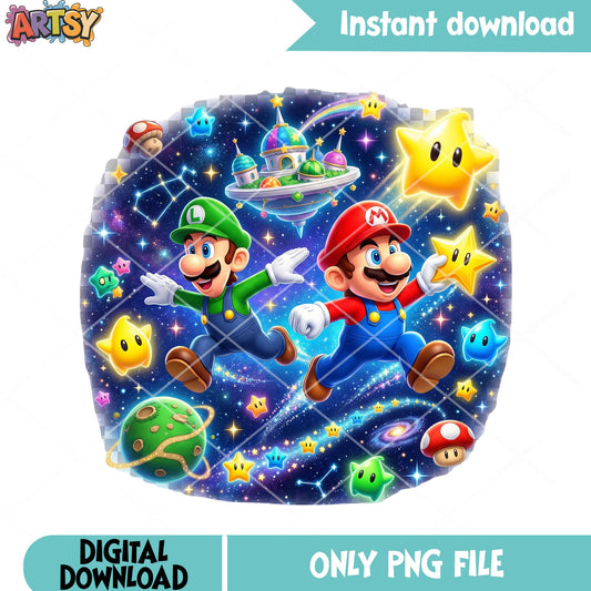 Double chase mario luigi png, super luigi galaxy png, mario luigi png