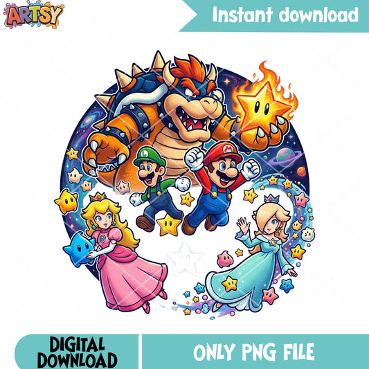 Double princess mario luigi png, browser mario png, galxy vibes png