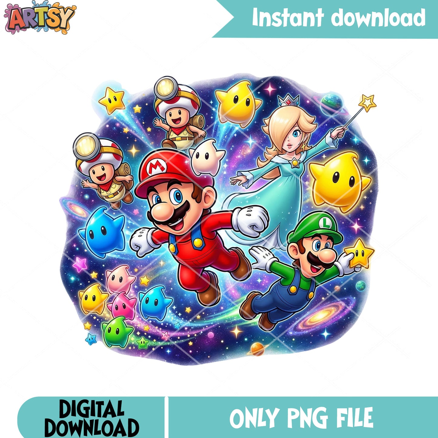 Double toad mario galaxy png, rosalina princess png, luigi mario png