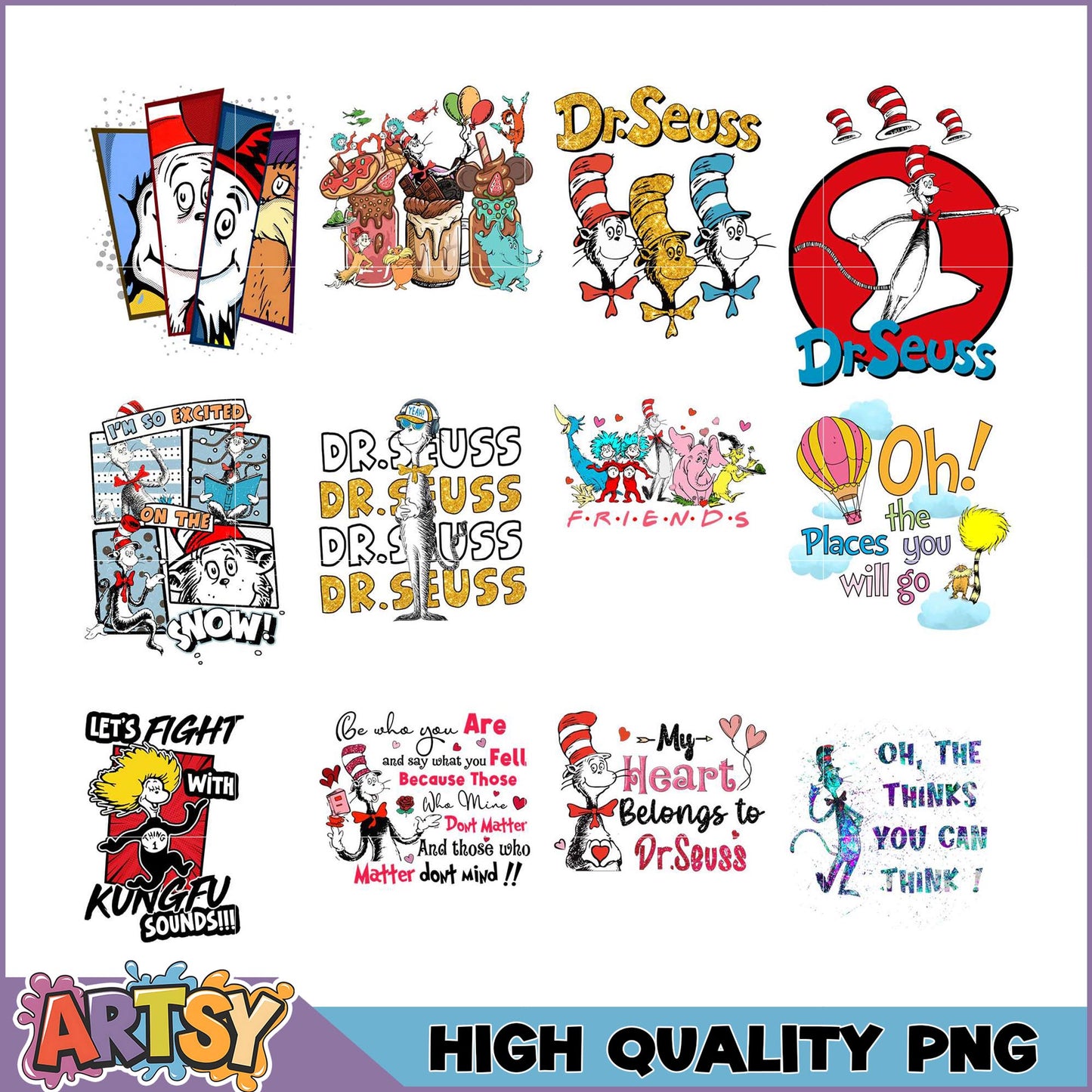 Dr Seuss Inspired PNG Bundle for Creative Projects