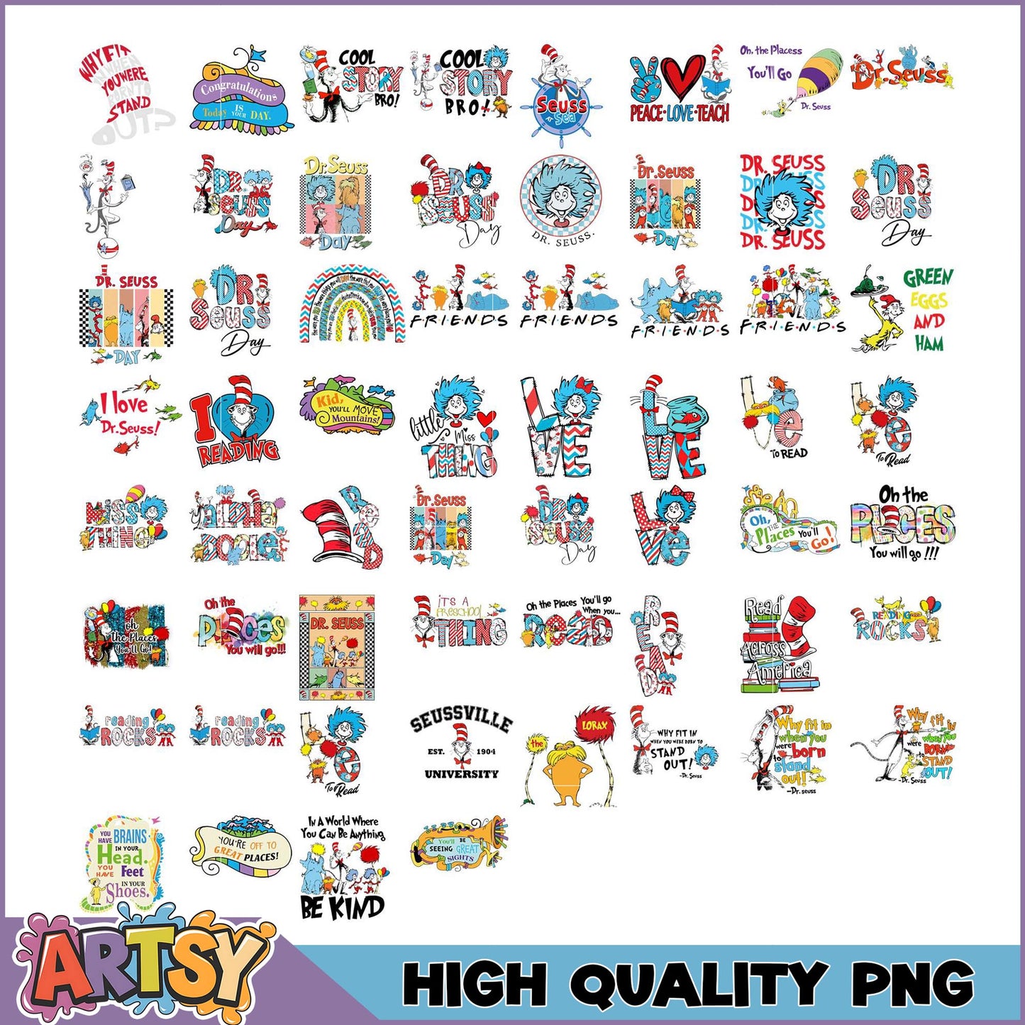 Dr Seuss PNG Bundle 30+ High-Quality Designs