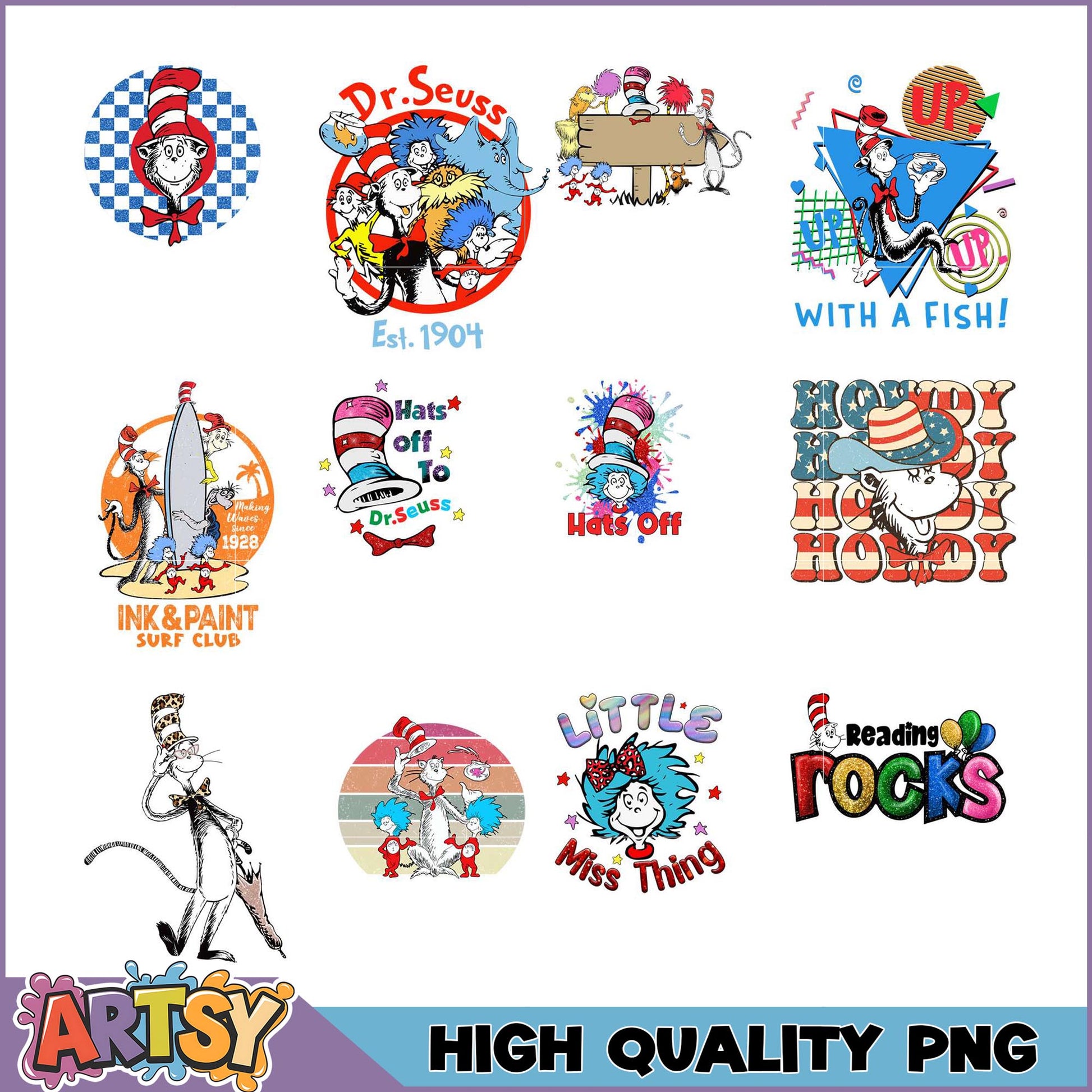 Dr Seuss PNG Bundle High Quality Designs