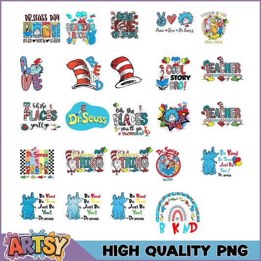 Dr Seuss PNG Bundle High Quality Teacher Designs