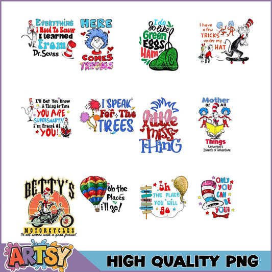 Dr Seuss Quotes PNG Bundle High Quality Images