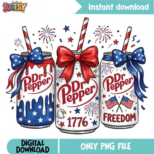 Dr Pepper 4th Of July PNG, Patriotic Soda Can, Freedom PNG