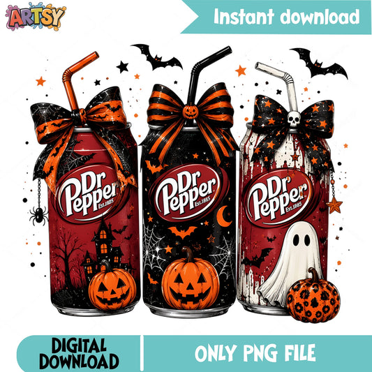 Dr Pepper Halloween PNG Bundle, Spooky Soda Can PNG, Halloween PNG