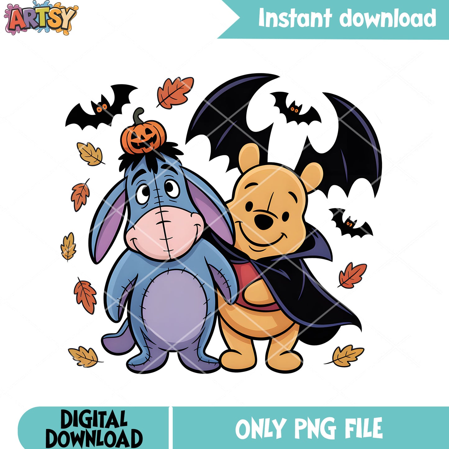 Dracula pooh duo eeyore png, trick or treat png, disney pooh png